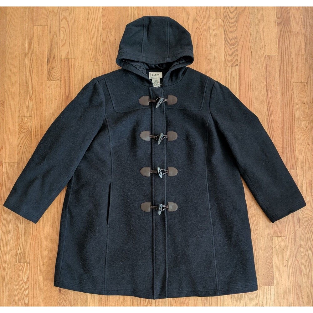 LL Bean Wool Duffel Coat 3X Hooded Toggle Italian Bellandi Blue 284400